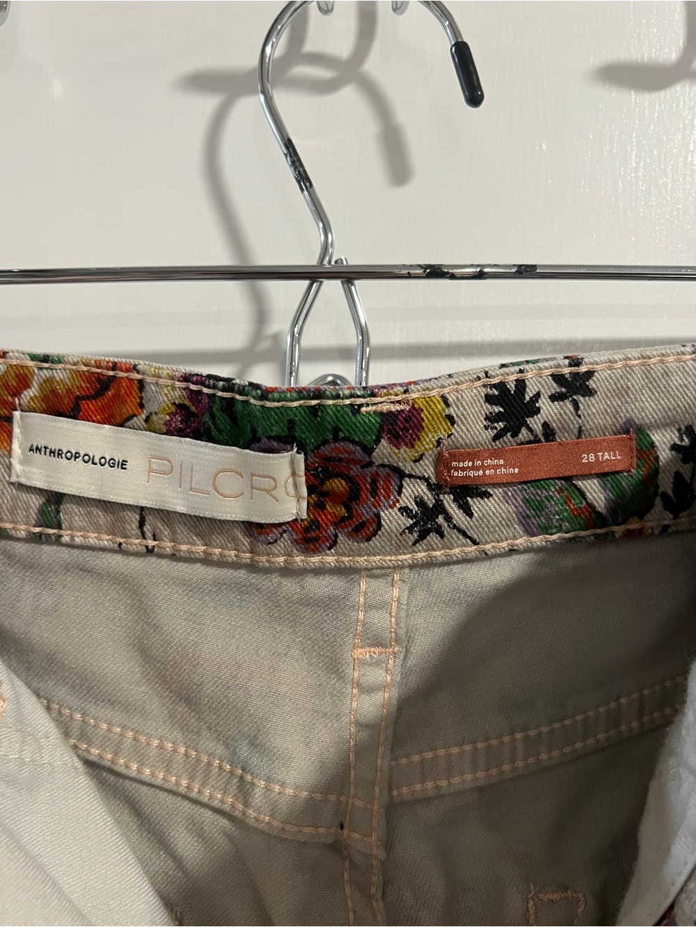 TALL Pilcro Floral Print Beige Women’s Jeans - Casual Stretch Denim - Picture 3 of 4